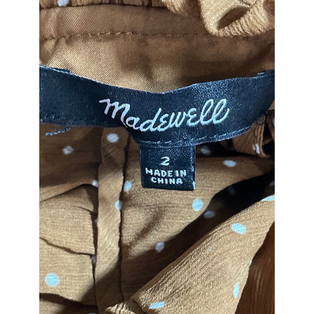Madewell Sophia Tan Polka Dot Sleeveless Ruffle Cami Tiered Midi Dress Size 2 - Picture 5 of 6
